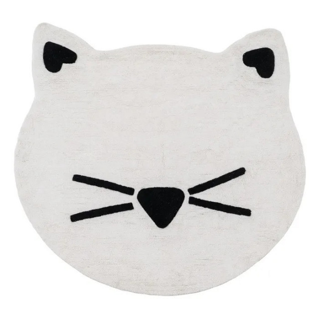 Covor rotund alb/negru din bumbac 150 cm Cat The Home Collection