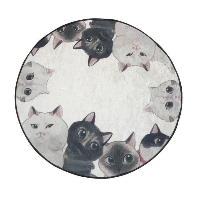 Covoras de baie negru/multicolor din fibre sintetice 100 cm Angry Cats The Home Collection