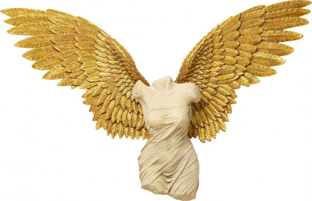 Decoratiune de perete aurie/bej din fibre sintetice 140x203 cm Gela Angel Kare