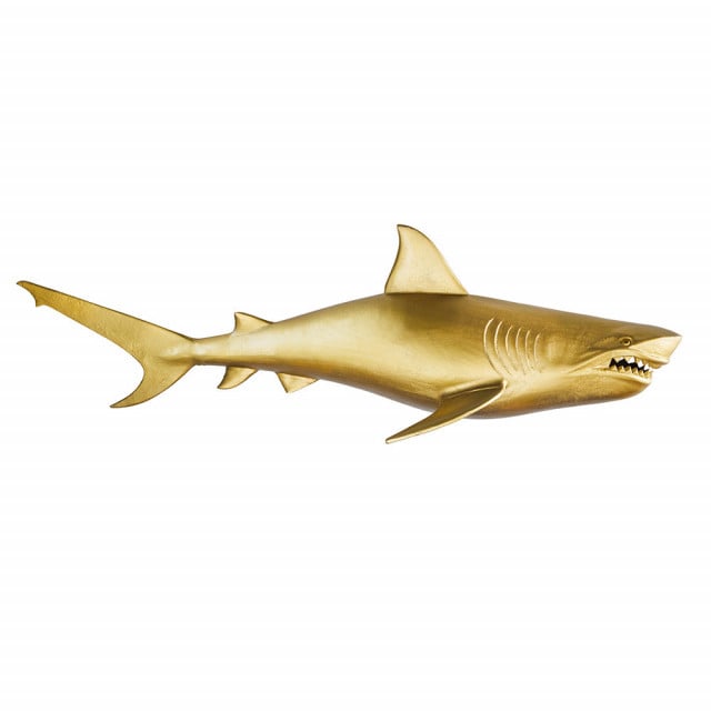 Decoratiune de perete aurie din aluminiu 25x105 cm Shark Right The Home Collection