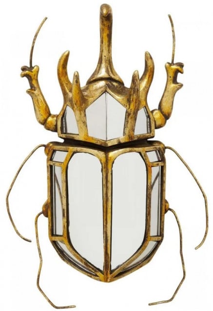 Decoratiune de perete aurie din sticla 28x37 cm Beetle Kare