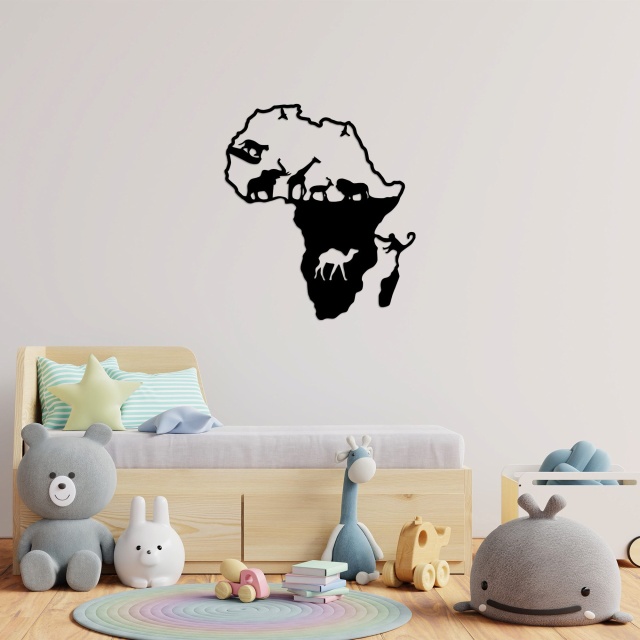 Decoratiune de perete neagra din metal 61x70 cm Animals Of Africa The Home Collection