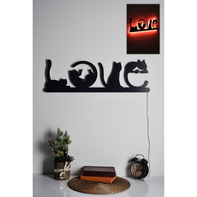 Decoratiune luminoasa rosie Cat Love The Home Collection