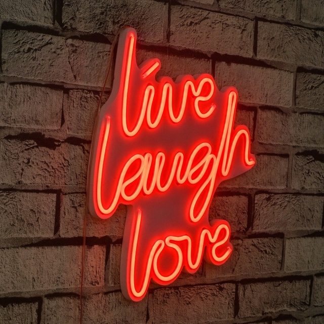 Decoratiune luminoasa rosie din plastic Live Laugh Love The Home Collection