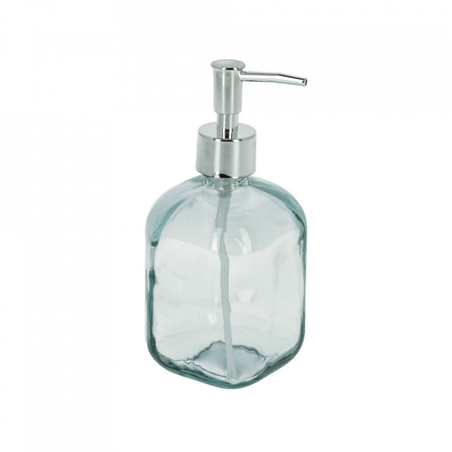 Dispenser sapun lichid transparent din sticla reciclata si otel 450 ml Trella Kave Home