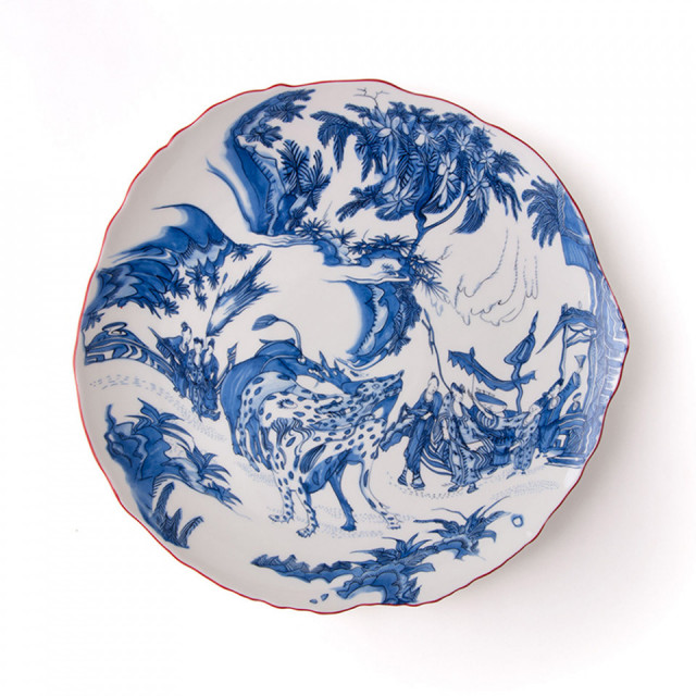 Farfurie intinsa alba/albastra din ceramica 28 cm Classics on Acid - Blue Chinoiserie Seletti