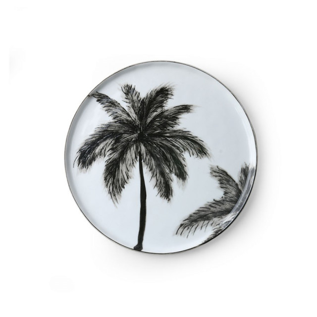 Farfurie intinsa alba/neagra din portelan 22 cm Palms HKliving