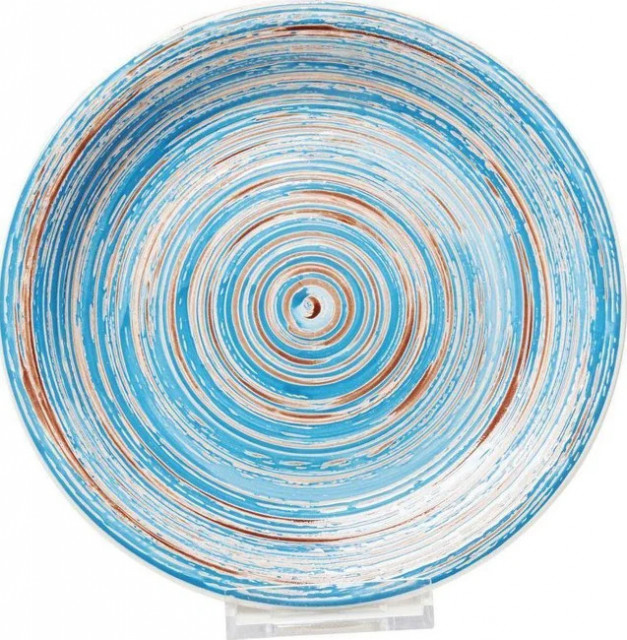 Farfurie intinsa albastra/maro din ceramica 27 cm Swirl Kare