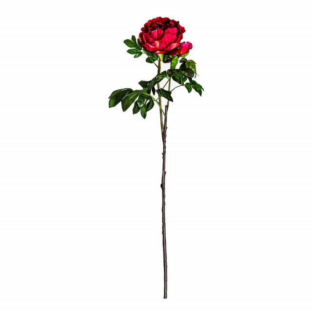 Floare artificiala rosie/verde din plastic 98 cm Peonia Vical Home