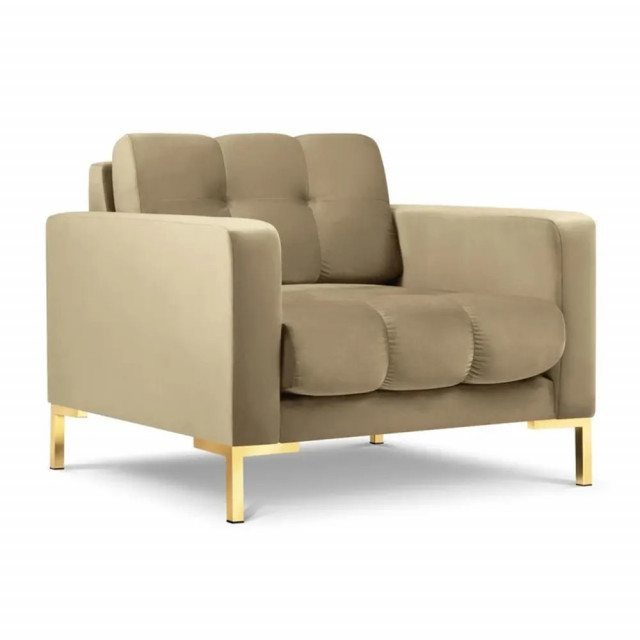 Fotoliu bej/auriu din catifea Mamaia Micadoni