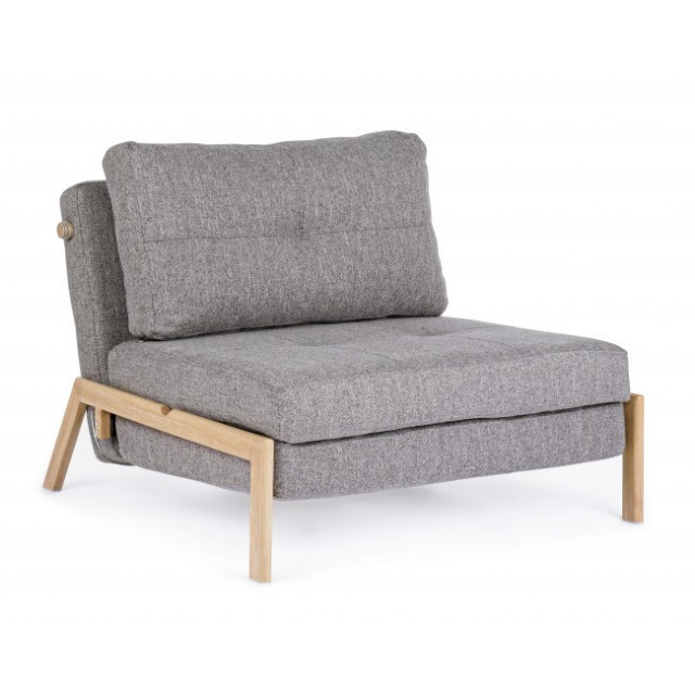 Fotoliu extensibil gri din textil Hayden Bizzotto