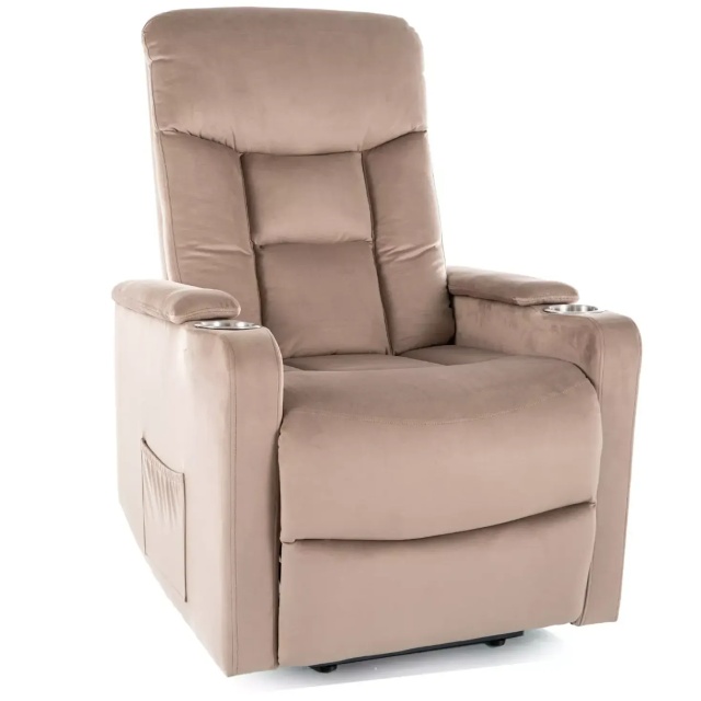 Fotoliu recliner bej inchis din catifea Ikar The Home Collection