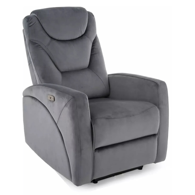 Fotoliu recliner gri din catifea Kronos The Home Collection