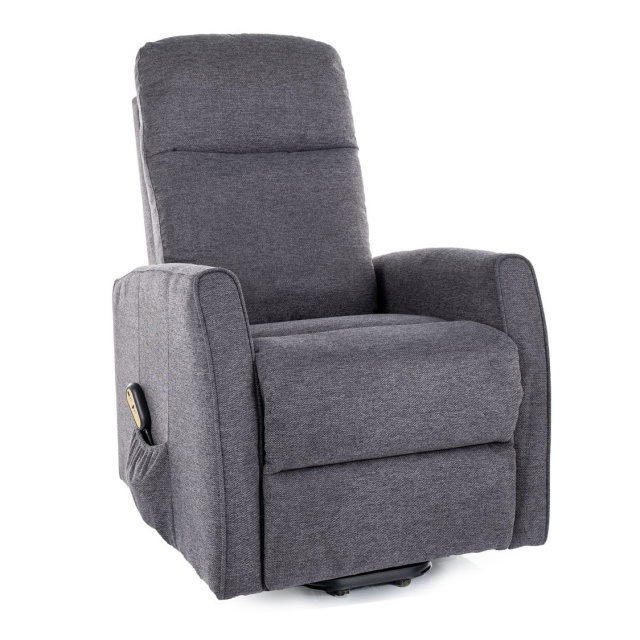 Fotoliu recliner gri inchis din textil Leto The Home Collection