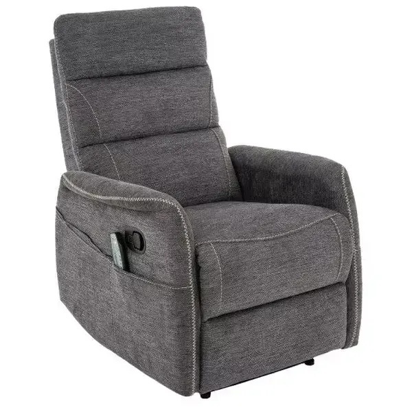 Fotoliu recliner gri inchis din textil Solon Massage The Home Collection