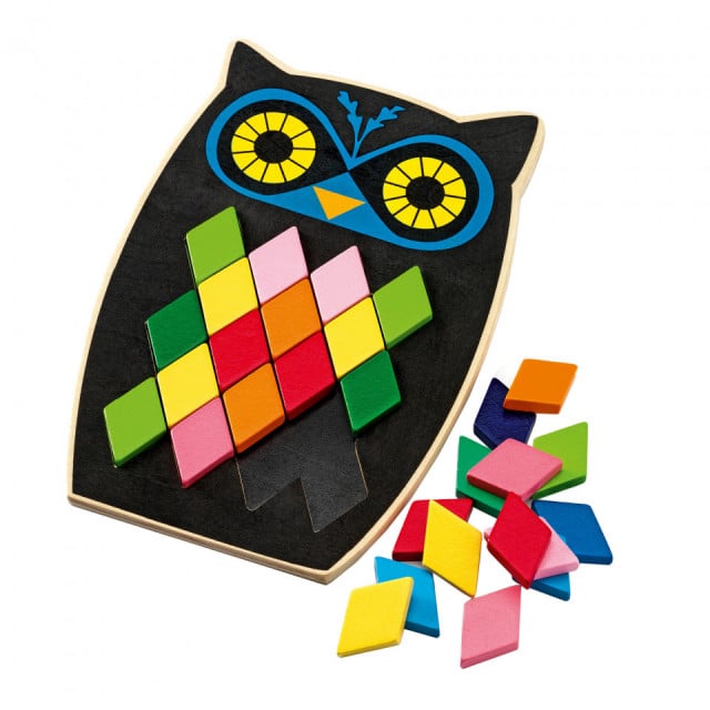 Joc tip puzzle multicolor din lemn Owl Djeco