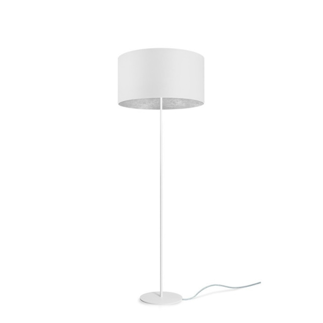 Lampadar alb din metal si textil 144 cm Mika Silver Elementary Sotto Luce