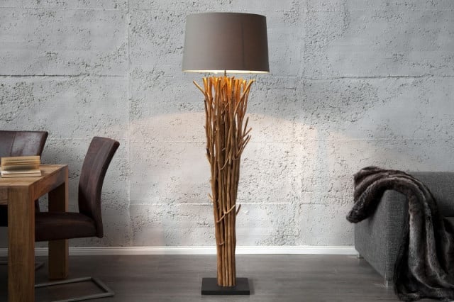 Lampadar maro/gri din lemn 175 cm Euphoria The Home Collection