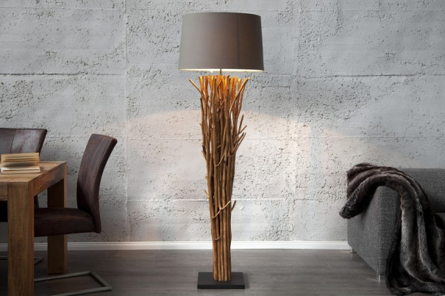 Lampadar maro/gri din lemn si bumbac 175 cm Euphoria The Home Collection
