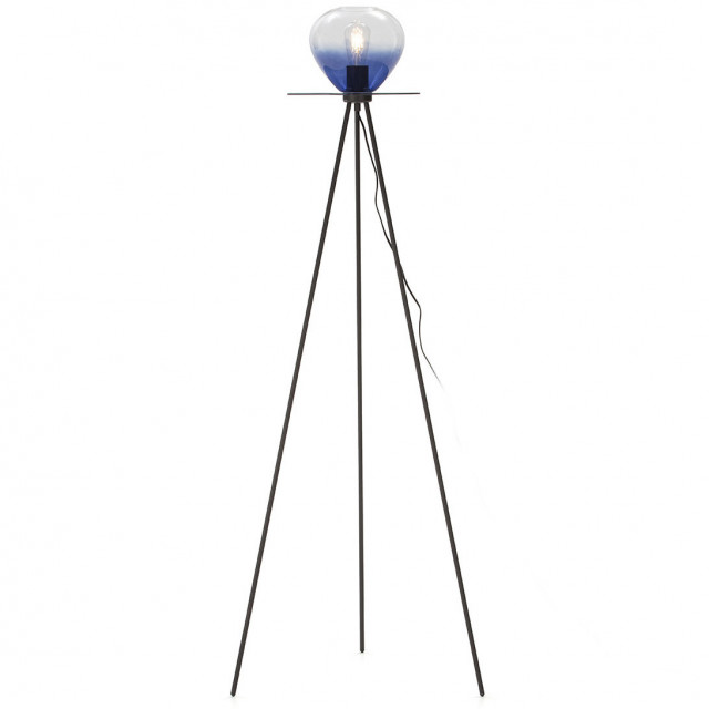 Lampadar negru/albastru din metal si sticla 160 cm Sevola Thai Natura