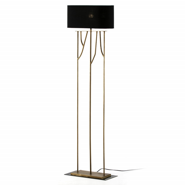 Lampadar negru/auriu din metal 140 cm Pinon Thai Natura
