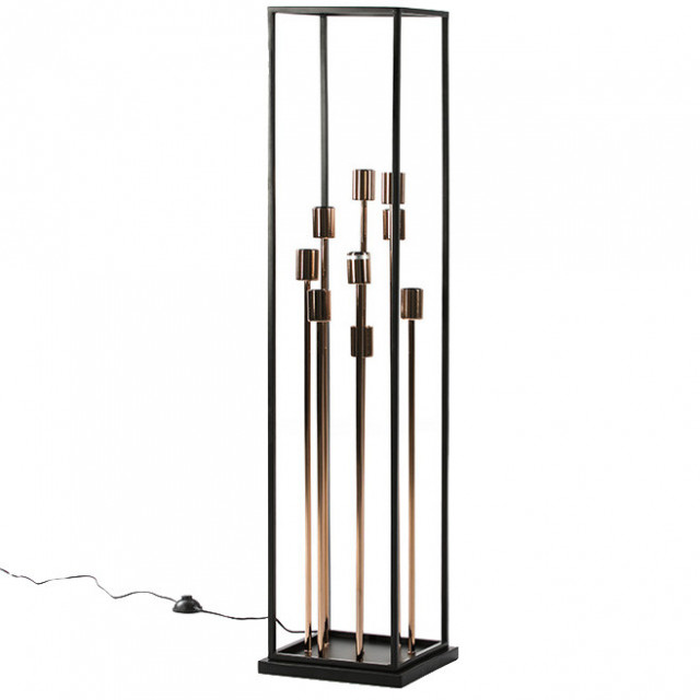 Lampadar negru/maro alama din metal 129 cm Diona Thai Natura