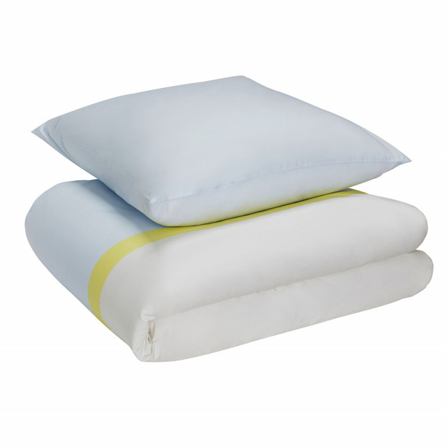 Lenjerie de pat albastra/multicolora din bumbac 140x220/60x63 cm Block Hubsch