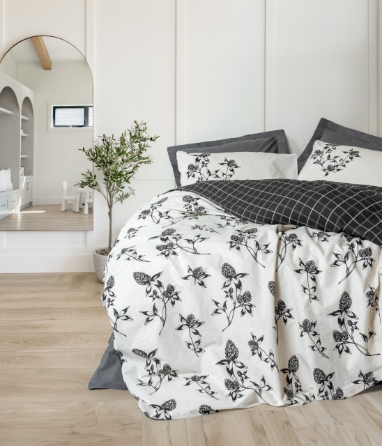 Lenjerie pat gri antracit din bumbac Ohia Double The Home Collection