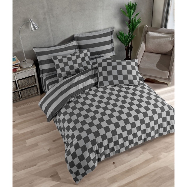 Lenjerie pat neagra din bumbac Kareli Saten Double The Home Collection