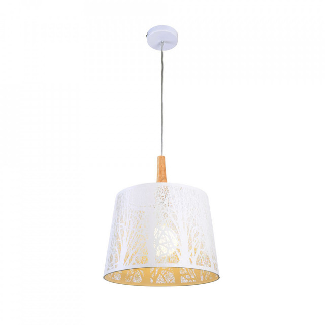 Lustra alba din metal si lemn Lantern Maytoni