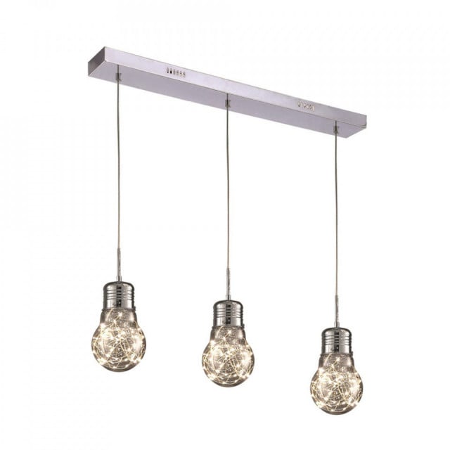 Lustra argintie din metal cu 3 becuri Anki Milagro Lighting