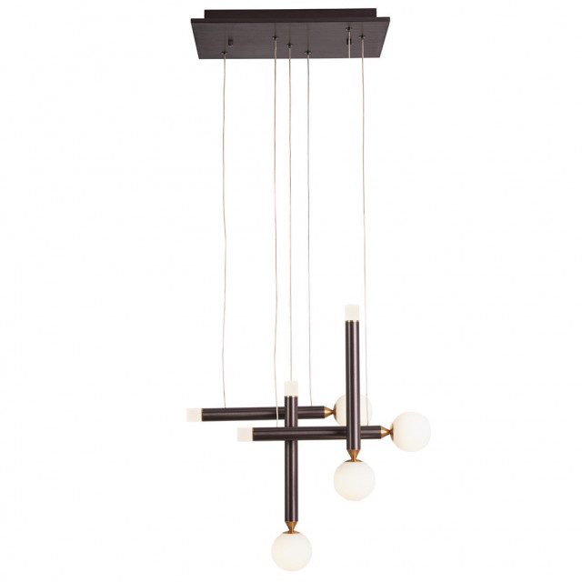 Lustra maro/alba din metal cu 4 LED-uri Rimini Thai Natura