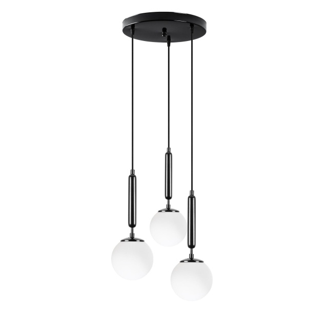 Lustra neagra/alba din metal cu 3 becuri King The Home Collection