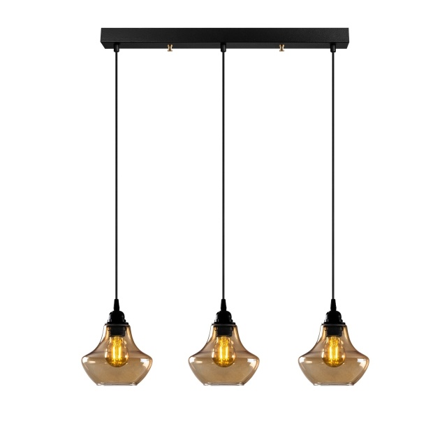 Lustra neagra/aurie din metal cu 3 becuri Gloria Line The Home Collection