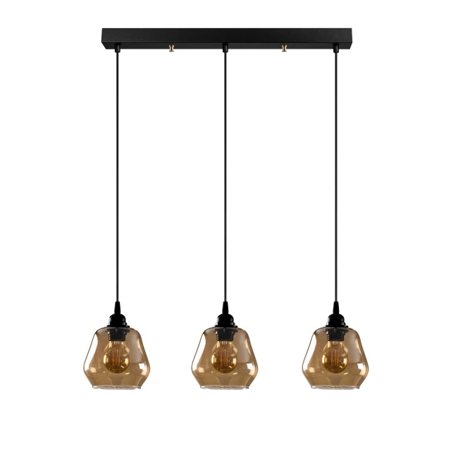 Lustra neagra/aurie din metal cu 3 becuri Glory Line The Home Collection