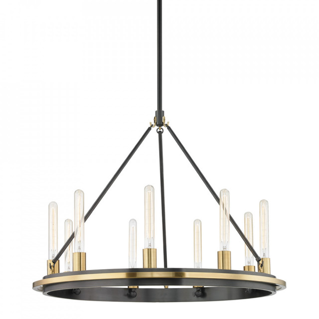 Lustra neagra/aurie din otel cu 9 becuri Chambers Hudson Valley Lighting
