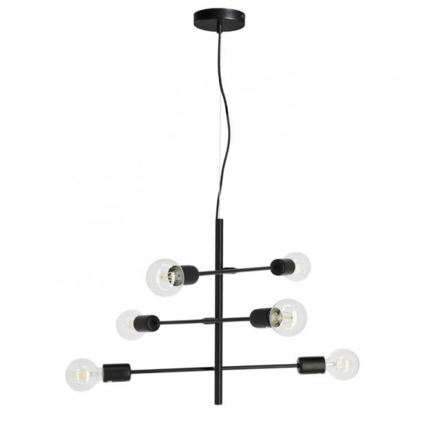 Lustra neagra din otel cu 6 becuri Spica Kave Home