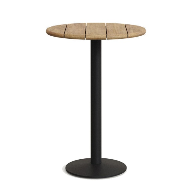 Masa bar exterior maro/neagra din lemn 70 cm Saura Natural Kave Home
