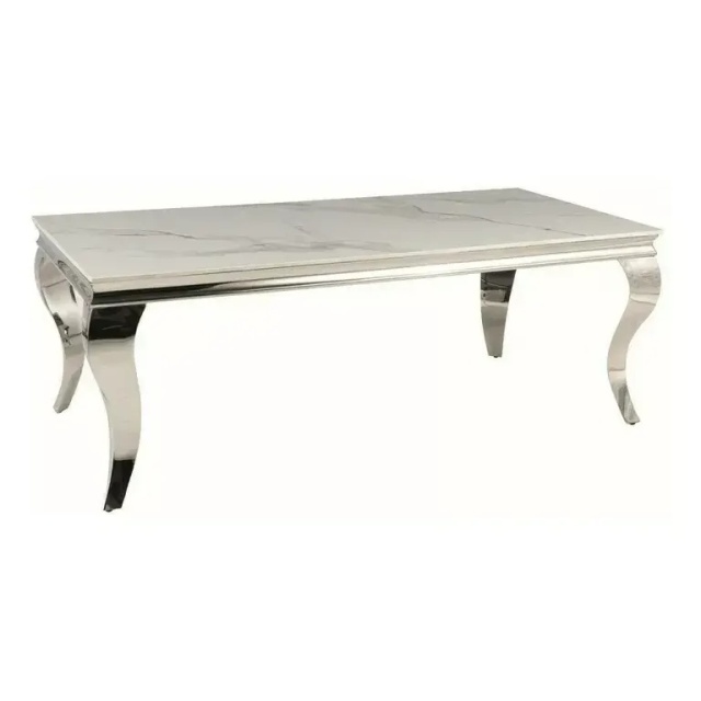 Masa de cafea alba/argintiu din ceramica 60x120 cm Prince The Home Collection