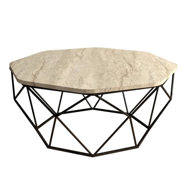 Masa de cafea maro deschis/neagra din metal 90x90 cm Diamond The Home Collection