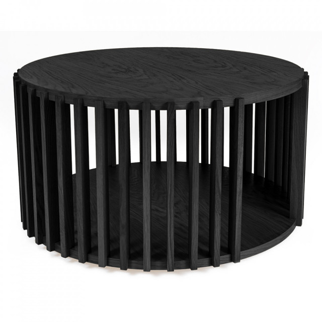 Masa de cafea neagra din lemn 83 cm Drum Woodman