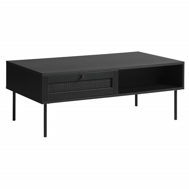 Masa de cafea neagra din ratan si metal 60x110 cm Pensacola Unique Furniture