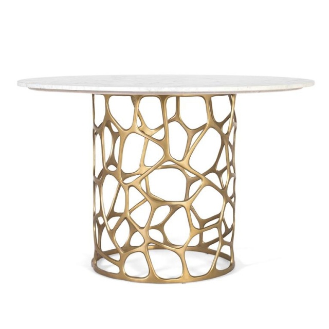 Masa dining alba/aurie din marmura 122 cm Hive Giner y Colomer