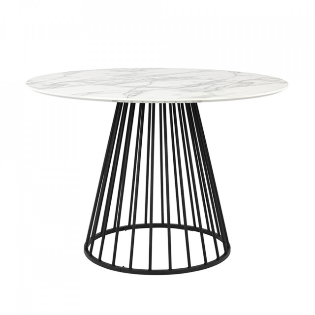 Masa dining alba/neagra din metal 110 cm Floris The Home Collection