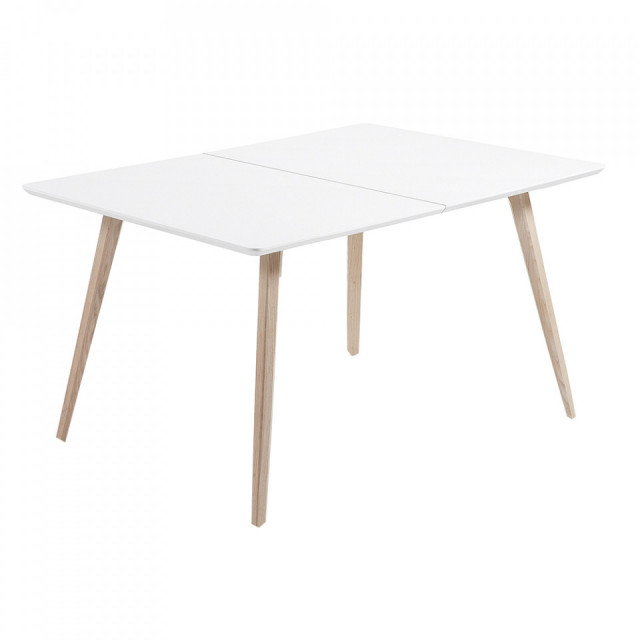 Masa dining extensibila alba din lemn de frasin si MDF 90x140(220) cm Eunice Kave Home