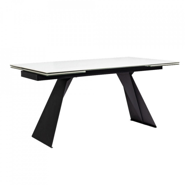 Masa dining extensibila alba/neagra din ceramica 90x160 (240) cm Blazar Bizzotto