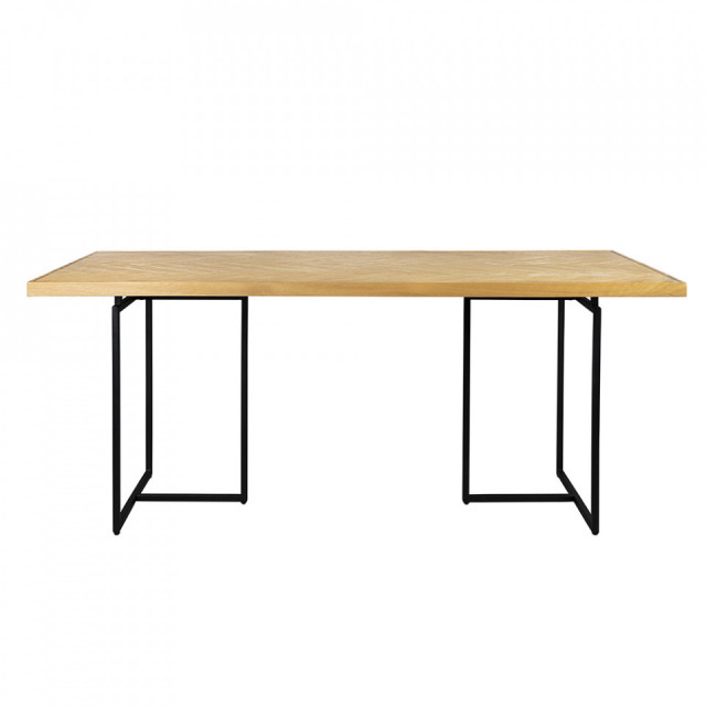 Masa dining maro/neagra din metal 90x180 cm Class Dutchbone