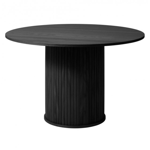 Masa dining neagra din lemn de stejar 120 cm Nola Unique Furniture