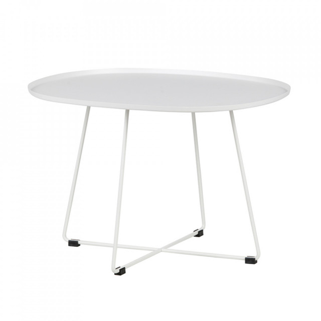 Masa laterala cafea alba din metal 60x70 cm Otis Woood