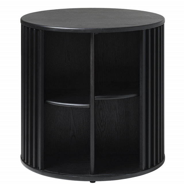 Masa laterala neagra din lemn si metal 60 cm Siena Unique Furniture